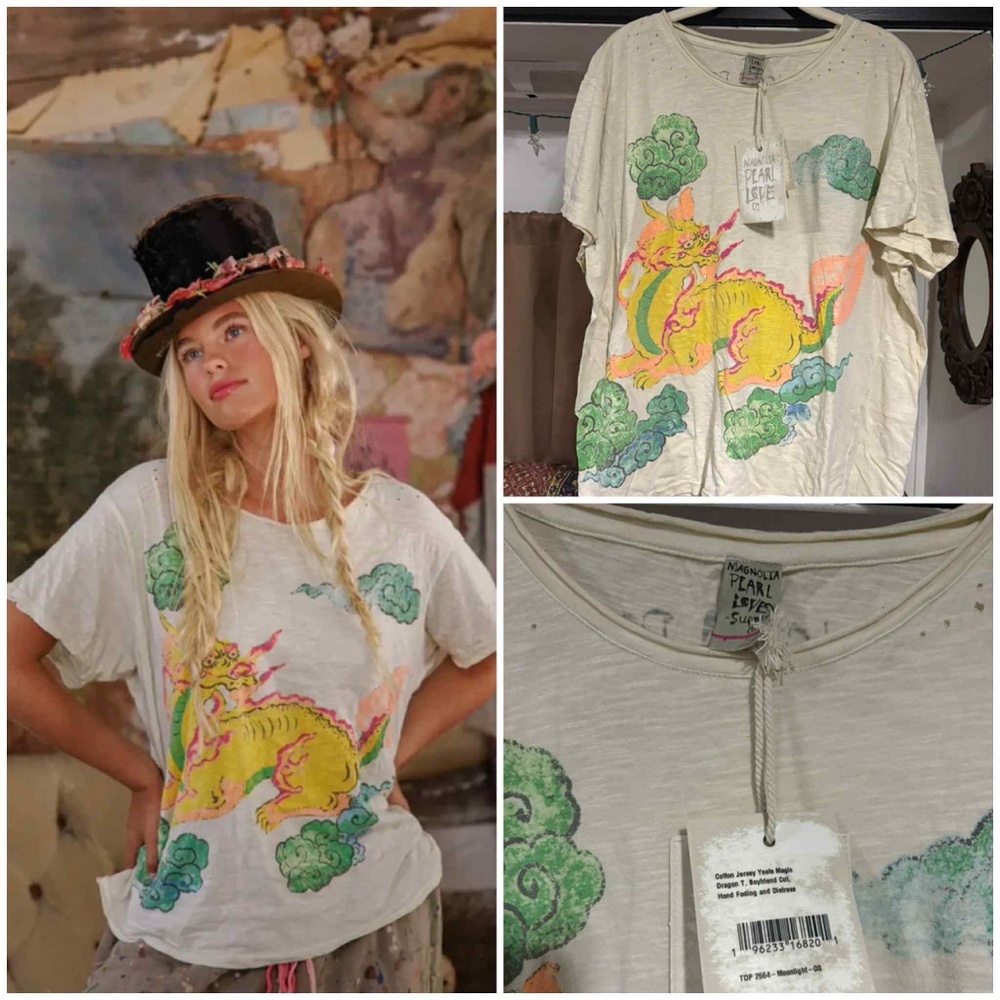 Magnolia Pearl NWT Yeats Magic Dragon Boyfriend Tee in Moonlight